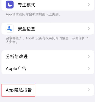 嘉荫苹果15服务维修分享iPhone15如何开启App隐私报告